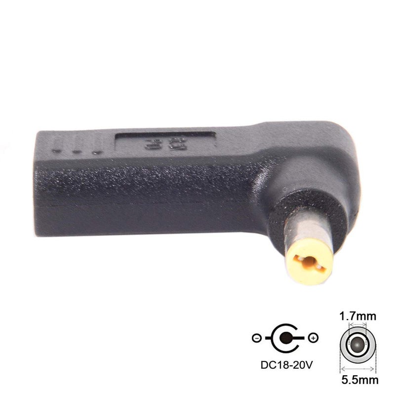 JSER USB 3.1 Type C USB-C Input to DC 5.5MM Output PD Emulator Trigger 90 Degree Angled Adapter (5.5x1.7mm) - Image 4